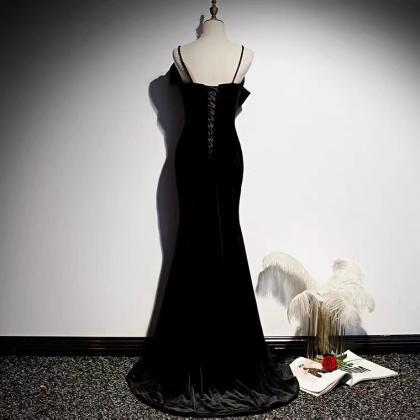 Black Evening Dress,spaghetti Strap Prom..
