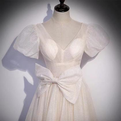 Fairy Evening Dress, V-neck Party Dress, Light..