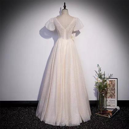 Fairy Evening Dress, V-neck Party Dress, Light..