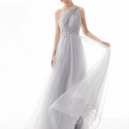 One Shoulder Evening Dress, Elegant Party Dress,..