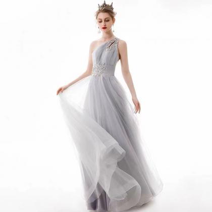 One Shoulder Evening Dress, Elegant Party Dress,..