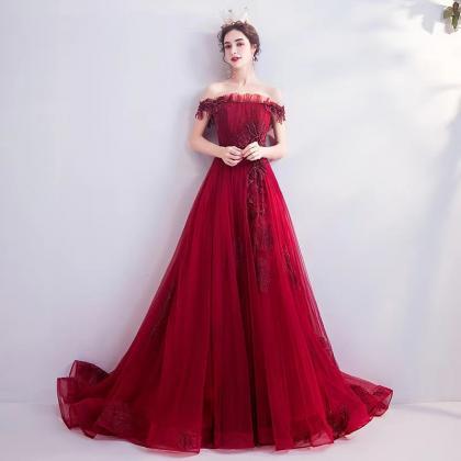 Off-shoulder Prom Dress, Red Evening Dress,..