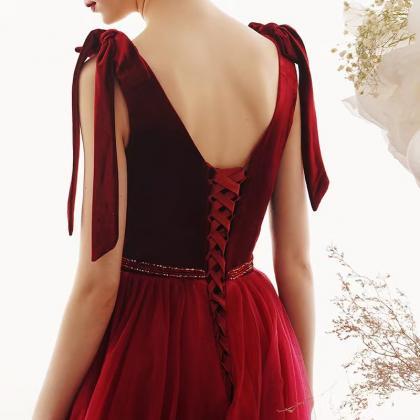 Red Butterfly Evening Dress, Sexy Back Prom Dress,..