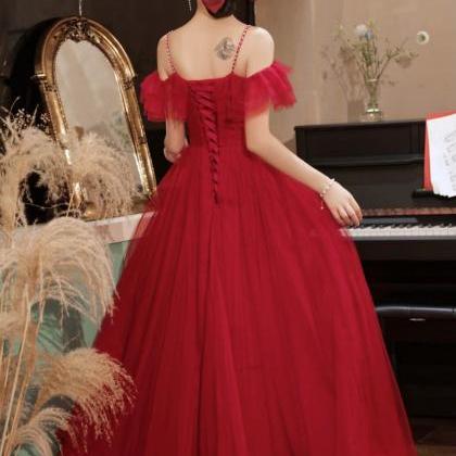 Spaghetti Strap Party Dress, Red Dress,..