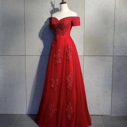 Red Wedding Dress, Off-the-shoulder Prom Ress,..
