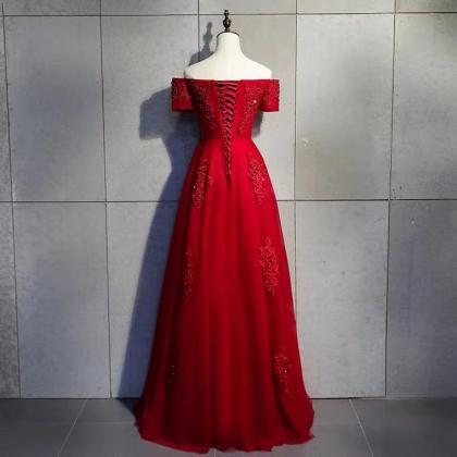 Red Wedding Dress, Off-the-shoulder Prom Ress,..