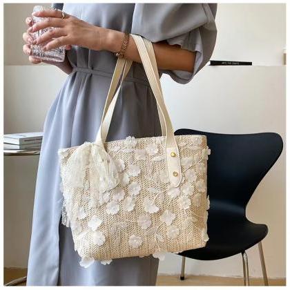 Lace flower tote bag, spring and su..