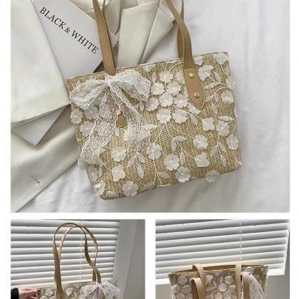 Lace flower tote bag, spring and su..