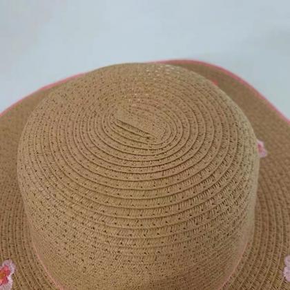 Embroidered Flowers, Portable Sunshade Hat,..