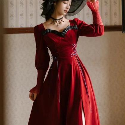 Red Velvet Dress, , Vintage Prom Dress, Sweet..