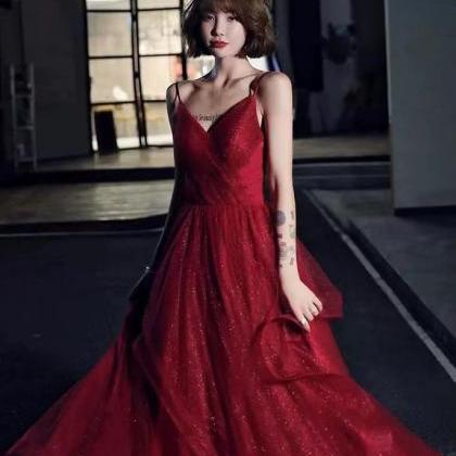 Red Prom Dress,spaghetti Strap Party Dress,sexy..