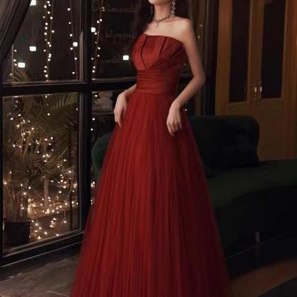 Sexy Evening Dress,red Prom Dress,strapless..
