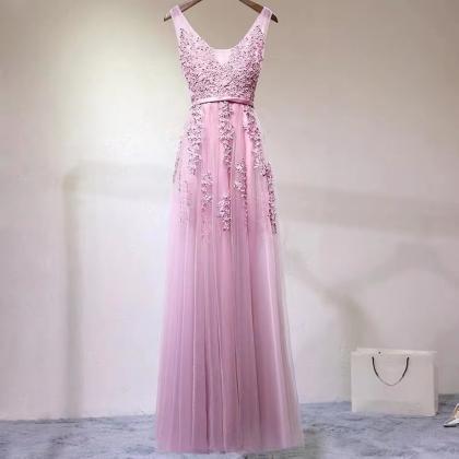 Pink Prom Dress,cute Party Dress, Sleeveless Lace..