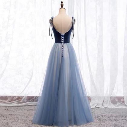 Blue Prom Dress,cute Party Dress, Spaghetti Strap..