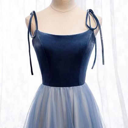 Blue Prom Dress,cute Party Dress, Spaghetti Strap..