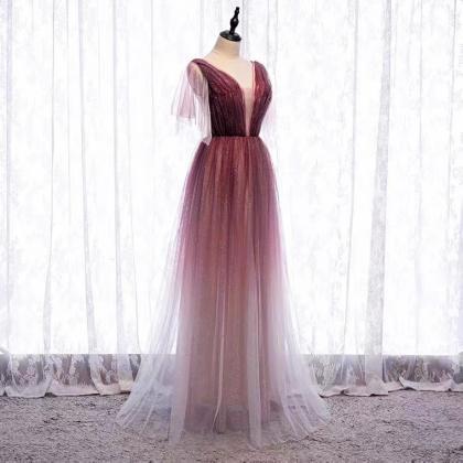 Red Prom Dress,sexy Party Dress, Gradient Evening..