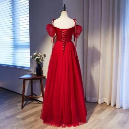Red Prom Dress,chic Satinant Tulle Party Dress,..