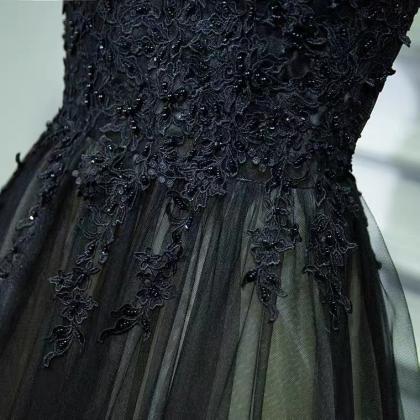 Black Evening Dress,high Neck Prom Dress,elegnt..
