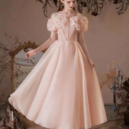 Pink Evening Dress,sweet Party Dress,off Shoulder..