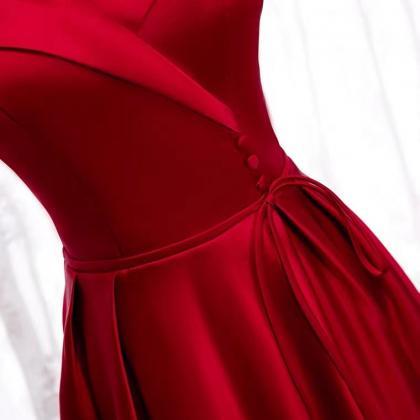 Red Evening Dress,satin Prom Dress ,off Shoulder..