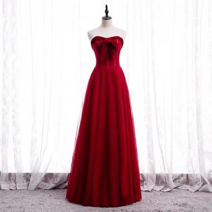 Red Evening Dress, Sweet Party Dress, Strapless..
