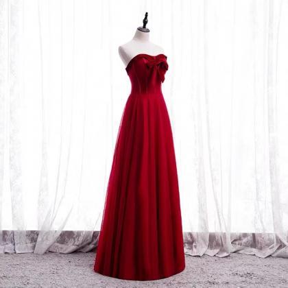 Red Evening Dress, Sweet Party Dress, Strapless..