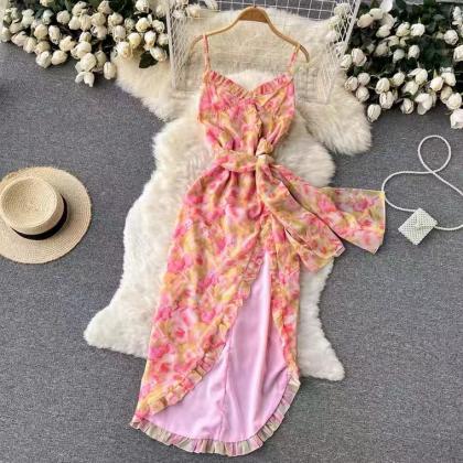 Sweet, Seaside Holiday Wind, Irregular Lace Dress,..
