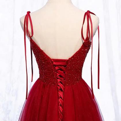 Long Red Birthday Party Dress, Sexy Evening Dress..