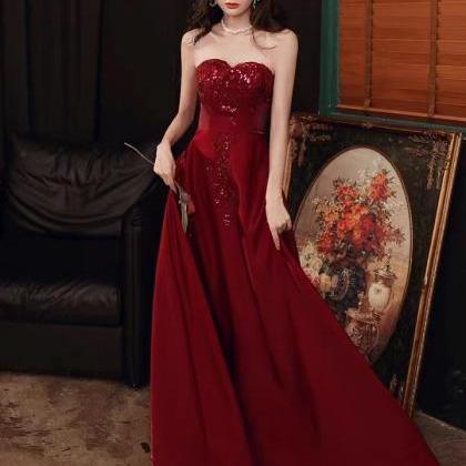 Strapless Dress, Red Party Dress, Sexy Evening..
