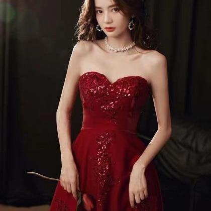 Strapless Dress, Red Party Dress, Sexy Evening..