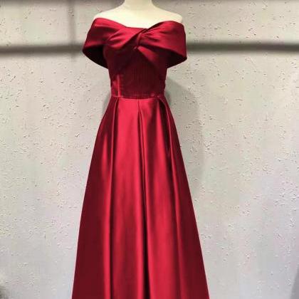 Off Shoulder Evening Dress, Red Party Dress, Sexy..
