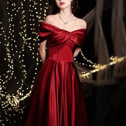 Off Shoulder Evening Dress, Red Party Dress, Sexy..