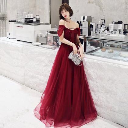 Heavy Handmade Beaded Dress, Red Prom Dress,..