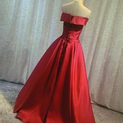 Red/pink Evening Dress , Satin Prom Dress, Off..