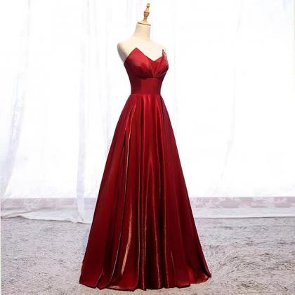 Strapless Evening Dress,red Prom Dress,,custom..