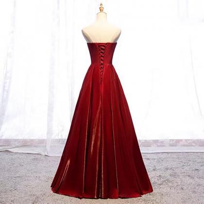 Strapless Evening Dress,red Prom Dress,,custom..
