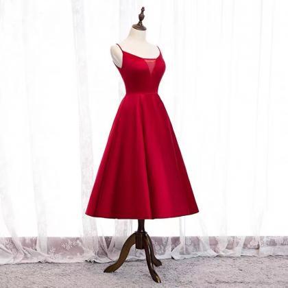 Summer,,spaghetti Strap Midi Dress,red Party..