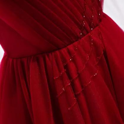 Summer,,v-neck Midi Dress,red Party..