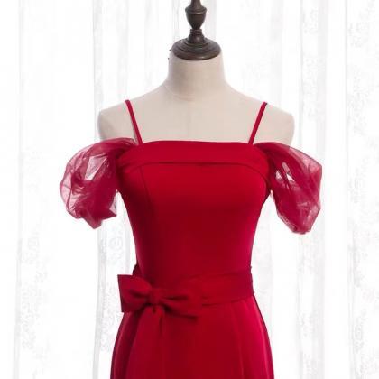 Spaghetti Strap Prom Dress,red Party Dress,chic..