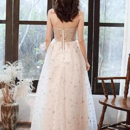 Strapless Prom Dress,white Party Dress,custom Made