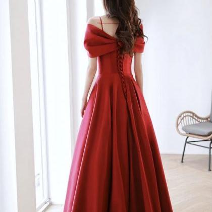Spaghetti Strap Prom Dress, Sexy Evening Dress,red..