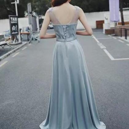Light Blue Prom Dress, Satin Evening..