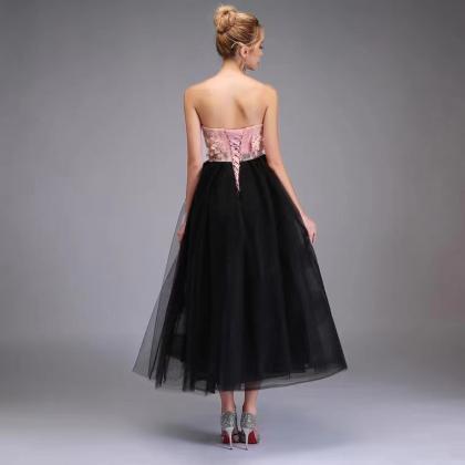 Strapless Birthday Dress,applique Midi Dress,..