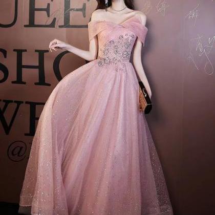 Off-the-shoulder Evening Dress, Pink Fairy..