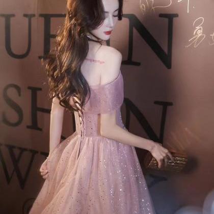 Off-the-shoulder Evening Dress, Pink Fairy..