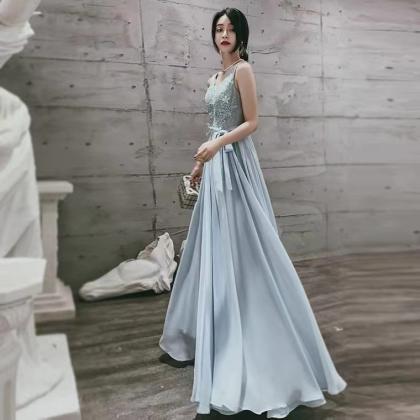 Sky Blue Evening Dress, Temperament Prom Dress,..