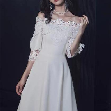 Off Shoulder Party Dress,white Dress,chic Evening..