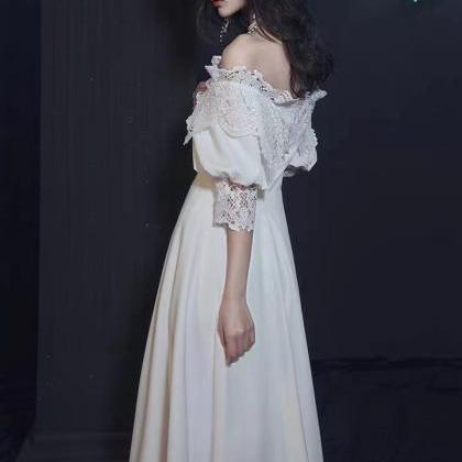 Off Shoulder Party Dress,white Dress,chic Evening..