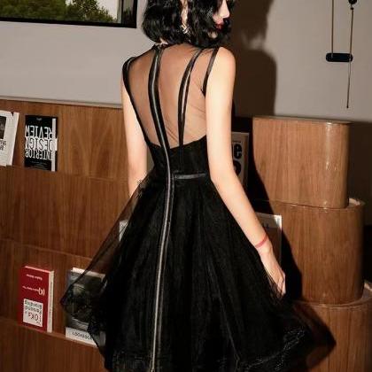 Black Party Dress,o-neck Birthday Dress ,sexy..