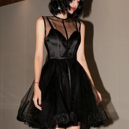Black Party Dress,o-neck Birthday Dress ,sexy..